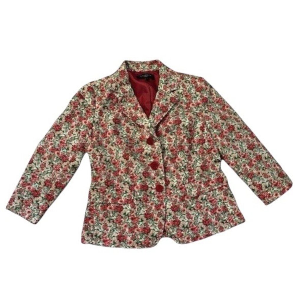 Talbots Petites Micro Floral Print Fitted Fully Lined Romantic Blazer 2P